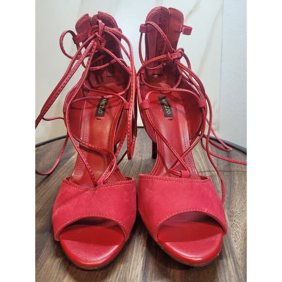 Arezzo Brazil Point Suede Strapy High Heel Shoe Red US 7.5 EU38 BRA36 - Picture 4 of 7